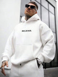 Men's Sporty Oversized Hoodies: Casual Believer Print for Autumn!