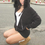 Unique Women’s Black Hoodie: Gothic Grunge Style with Pockets